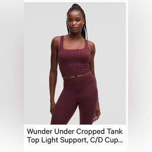 Lululemon Wunder Under Cropped Tank Garnet 12